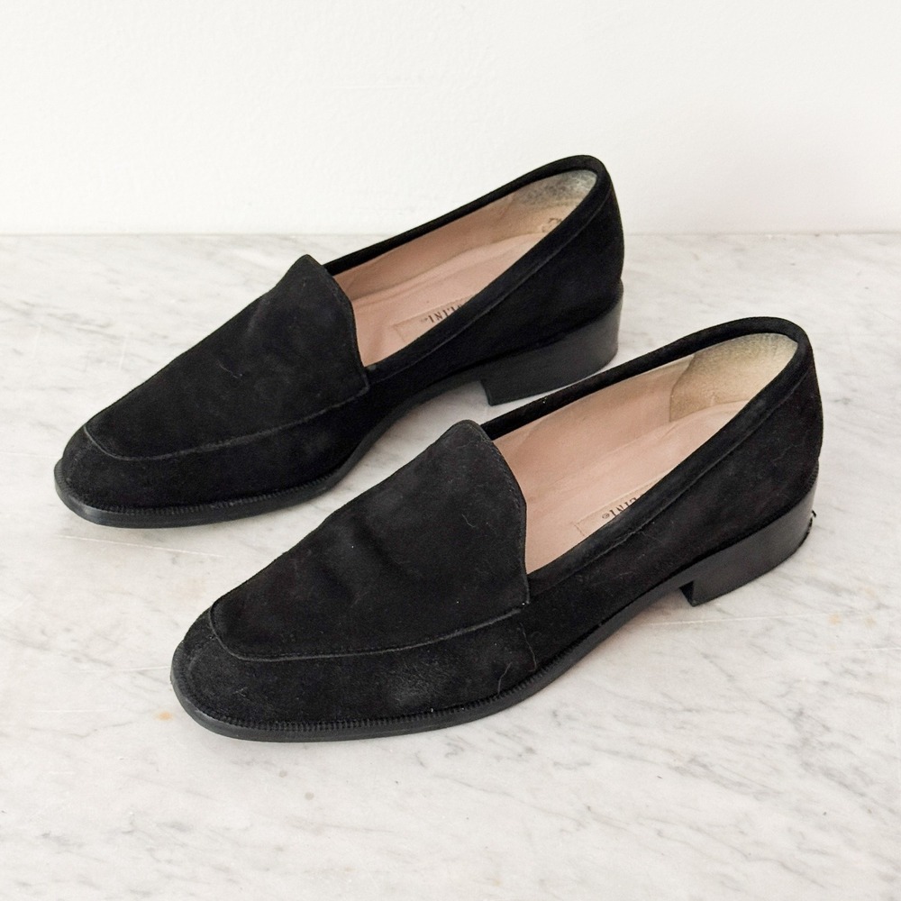 Enzo Angiolini Loafers Suede Classic Slip On 7.5M Black Low Block Heel Brazil